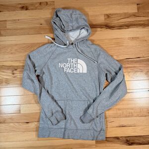 The North Face Hoodie Womens Medium Gray Pullover Half Dome Logo Kangaroo Pocket